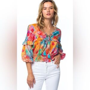 Tolani‎ X Mahila Collab Hera Ocean Top Ruffle Boho Airy Flowy
